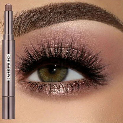 BEAUTY GLAZED 10 Colors Eyeshadow Stick Long-lasting Waterproof Eyeshadow Pen with Double Head Brush Matte and Shimmer Shade