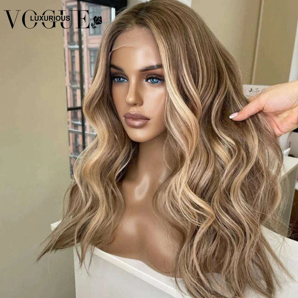 13x4 13x6 Highlight Brown Ash Blonde Colored Wigs for Women Brazilian Virgin Human Hair Loose Body Wave Wig Preplucked Hairline