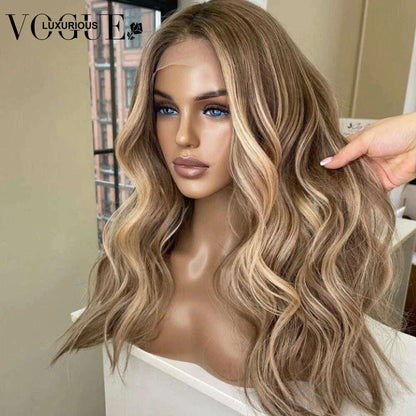 13x4 13x6 Highlight Brown Ash Blonde Colored Wigs for Women Brazilian Virgin Human Hair Loose Body Wave Wig Preplucked Hairline