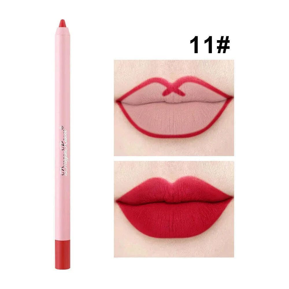12 Colors Nude Matte Lipstick Pen Lip Liner Pencil Waterproof Long Lasting Lipgloss Plum Pink Plump Lip Stain Korean Cosmetics