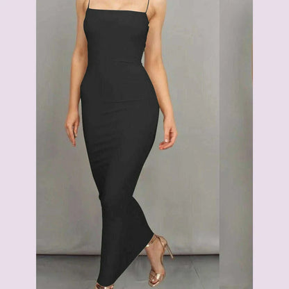 2025 New Spring Summer Women's High Elastic Sleeveless Backless Dress Long Sling Dresses Club Sexy Suspender Dress