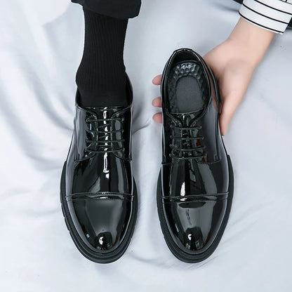 Classic Green Style Casual Derby Formal Shoes Career Office Leather Shoes Pointy Toe Handmade Business Wedding Dress Shoes Men