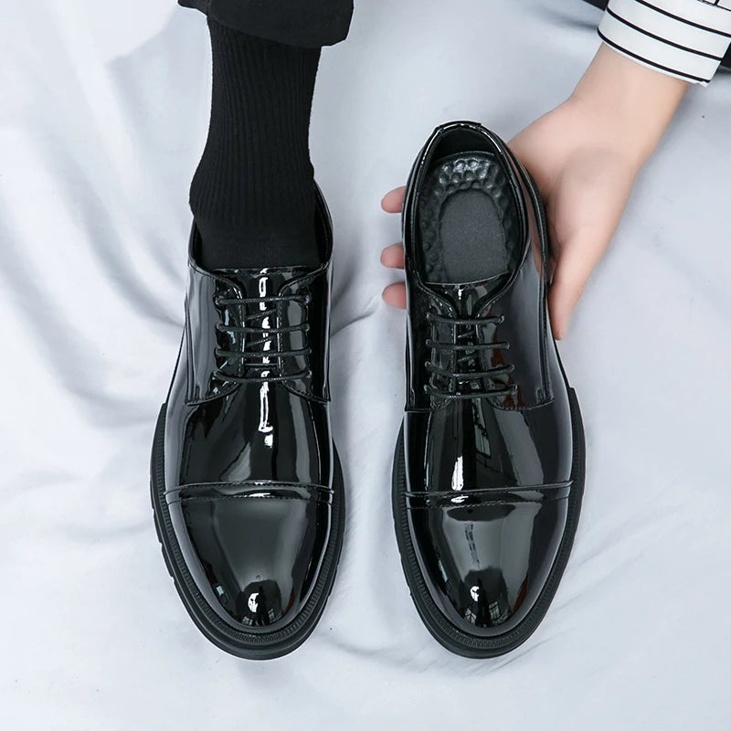 Classic Green Style Casual Derby Formal Shoes Career Office Leather Shoes Pointy Toe Handmade Business Wedding Dress Shoes Men
