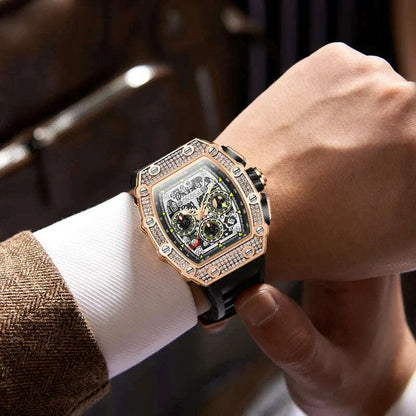 Unique Fashion Design Diamond Inlaid Men's Watch ONOLA Luxury Full-automatic Mechanical Waterproof Tape Watches Men clock