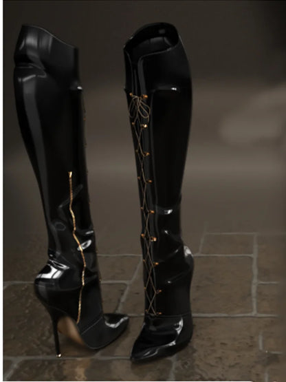 Blue Zipper Knee High Boots Thin High Heel Peep Toe Fashionable Sexy Cool 2025 Summer Big Size Woman Shoes Zapatillas Mujer