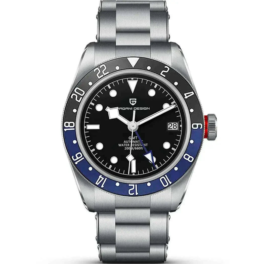 PAGANI DESIGN 2025 BB40 GMT Men's Watches Top Brand Luxury Mechanical Watch AR Sapphire Waterproof Automatic Watch For Men 1706