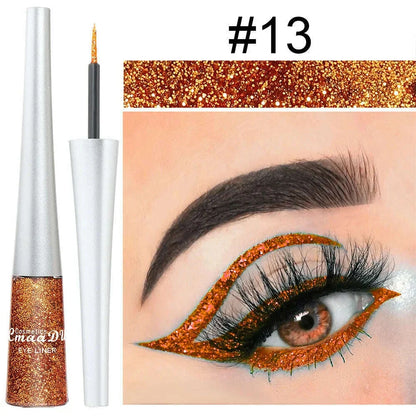 Glitter Liquid Eyeliner Pearlescent Diamond Eyeshadow 16 Color Sequins Blue Silver Pink Rose Gold Mini Fine Brush Eyeline Makeup
