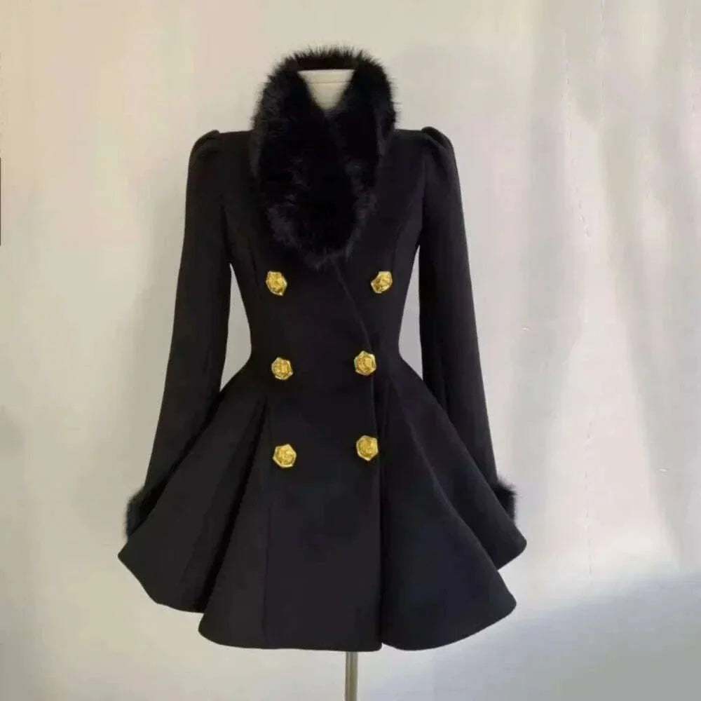 Neploe Elegant Small Fragrance Celebrity Loose Coat Moda Woolen Winter French Style Vintage Blends Slim Waist Mid-length Outwear