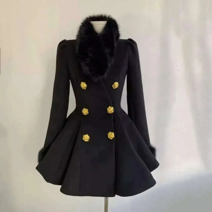 Neploe Elegant Small Fragrance Celebrity Loose Coat Moda Woolen Winter French Style Vintage Blends Slim Waist Mid-length Outwear