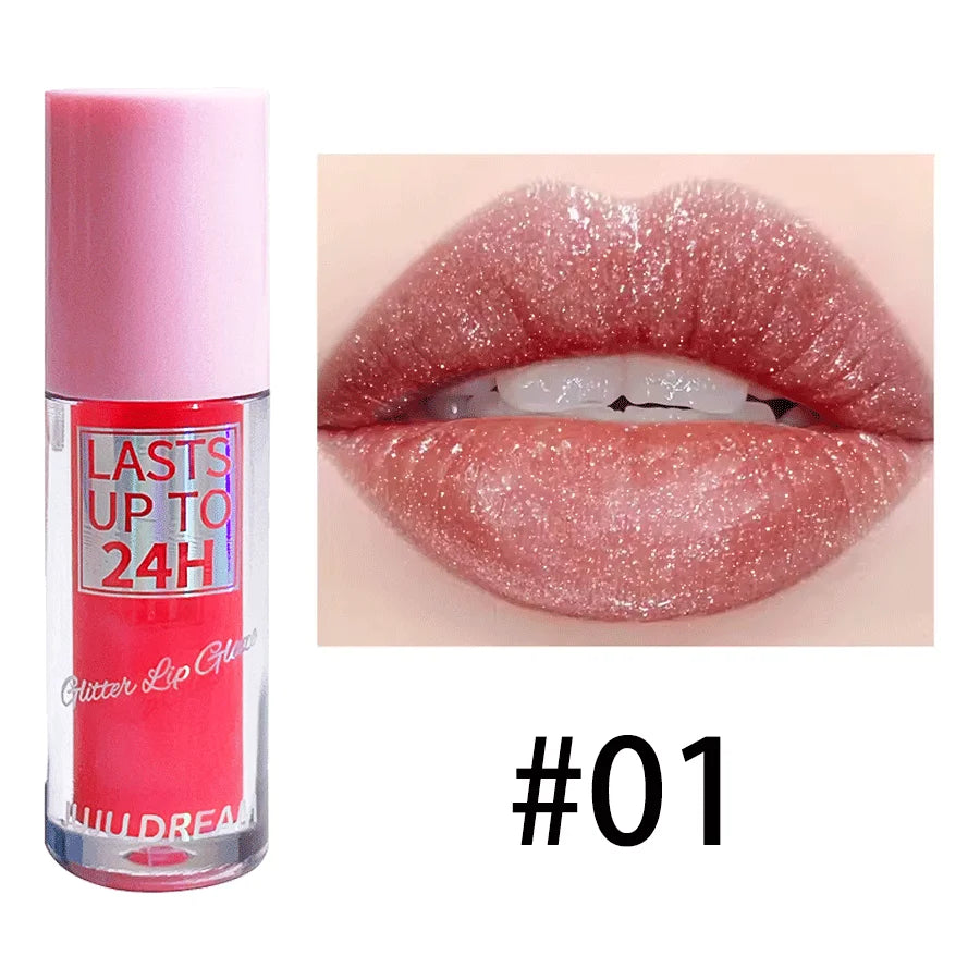 Flowing Light Glitter Lip Glaze, Moisturizing Lip Gloss & Lip Oil Tint,Waterproof Long-Lasting Shine,Multi-Look Makeup,Certified