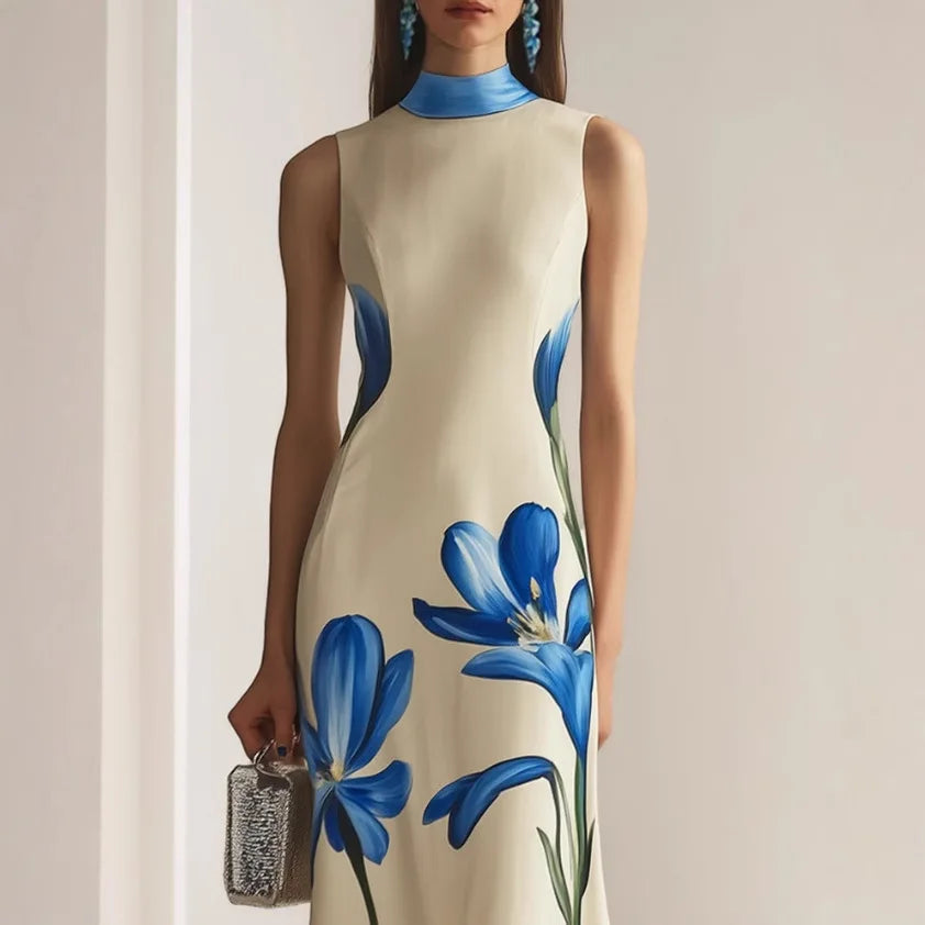 Summer's New Trendy Vacation Bestseller Fitted Printed Catwalk Tight Long Dress
