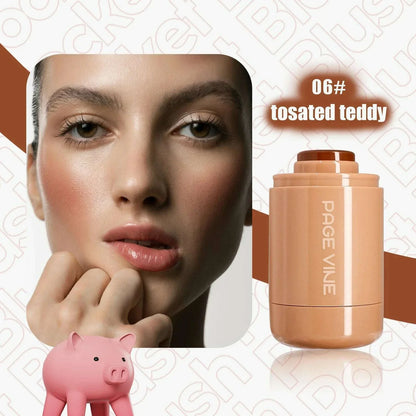 PAGE VINE Pocket Blush Stick Lip And Cheek Hydrating Stick Natural Rouge Powder Blush Cream Lipstick Cheek Easy To Apply Color