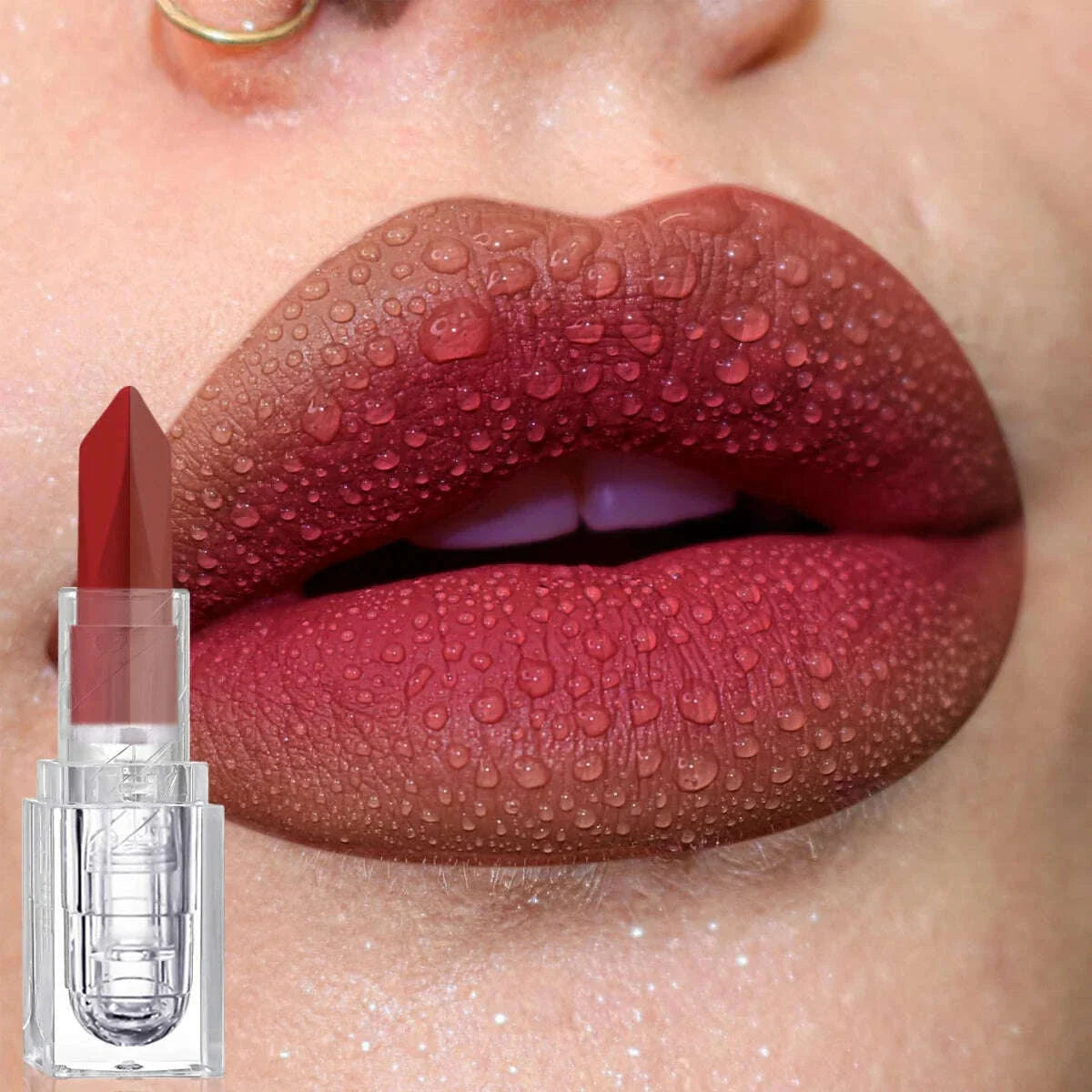 2-Color Matte Lipstick Non-Fading Non-Stick Cup Long-Lasting Velvet Finish Smooth Matte Lip Color Waterproof Smudge-proof