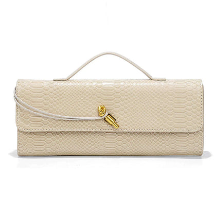 Burgundy bag cherry red envelope wine red envelope upscale new handbag European and American fashion crocodile flip hand organ b