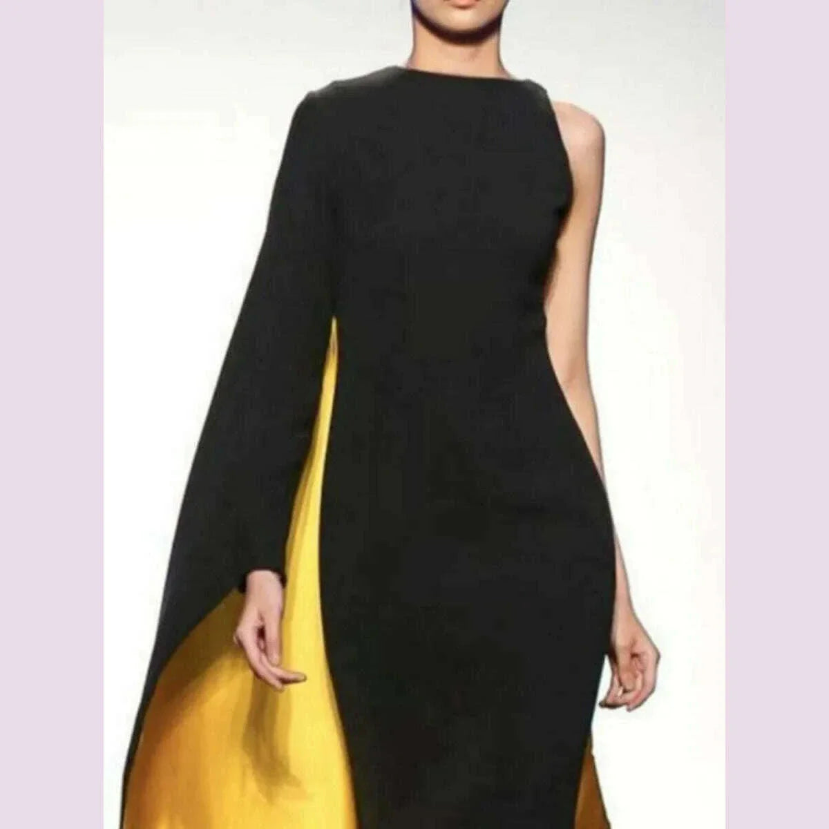 Freeacy 2024 Women's Asymmetric Elegant Evening Dresses Round Neck One-sleeves Slim Fit Maxi Dress Cap Sleeves Party Dress