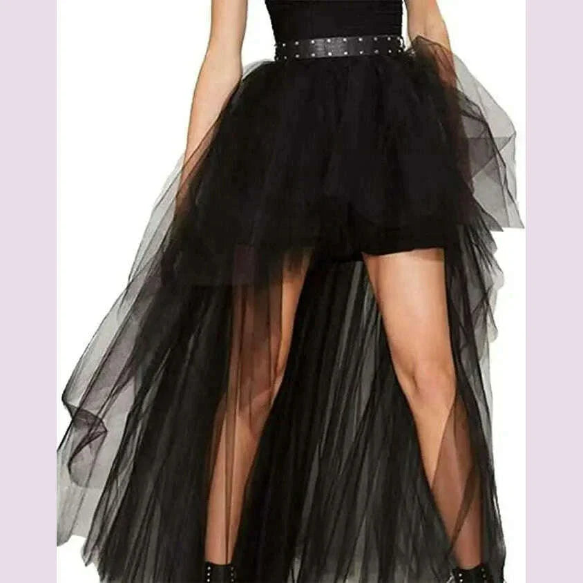 Women's Hi-Lo Long Tutu Tulle Bustle Skirt Elastic Waist Festival Party Skirt