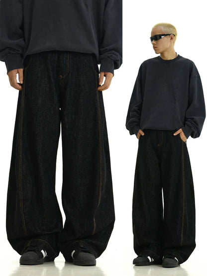 Y2K Men's Baggy Jeans Unisex Trendy Casual Wide-Leg Denim Pants High Street Quality American Style Streetwear Oversize Trousers
