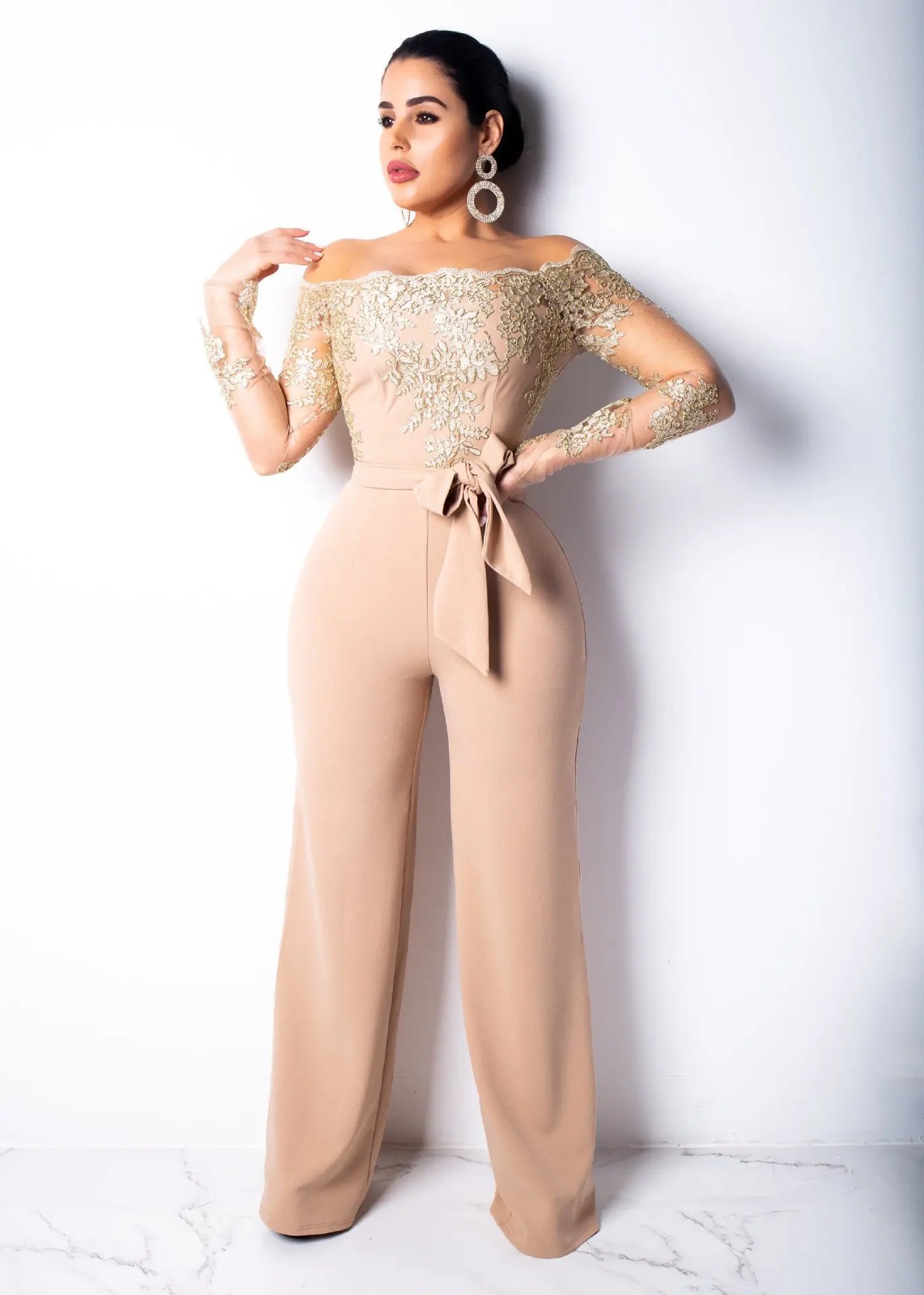 Elegant Lace Stitching Jumpsuit 2025 Summer Wide Leg Pants Romper Women Casual Office Playsuit Holiday Communting Overalls Mujer