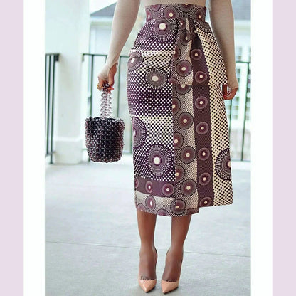 CM.YAYA Women Skirts Print High Waist Stretchy Bodycon Midi Skirt Ladies Vintage Fashion Streetwear 2024 Autumn Winter Elastic