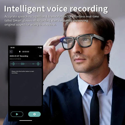 LIGE Smart Glasses 100W Pixel Camera Smart Glasses Camera Bluetooth Call Music Sunglasses AI Voice Assistant Video Sound Record