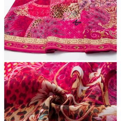 FLAXMAKER  Ruffled Rose Red Blooming Flower Print One Piece Swimsuit and Skirt Women Beachwear Luxury Bathing Suit