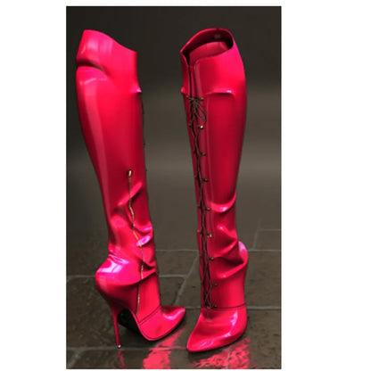Blue Zipper Knee High Boots Thin High Heel Peep Toe Fashionable Sexy Cool 2025 Summer Big Size Woman Shoes Zapatillas Mujer