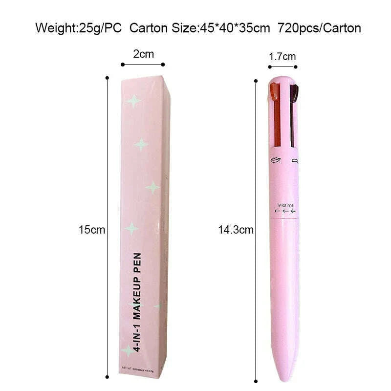 Multi-functional 4-in-1 Makeup Pencil Eyeliner Lip Liner Eyebrow Pencil Swivel Waterproof & Sweatproof Makeup Tools