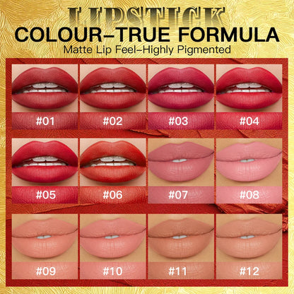 Velvet Matte Lipstick Waterproof Hydrating Long Lasting Non Transfer Lip Gloss Bold Sexy Shades for Women