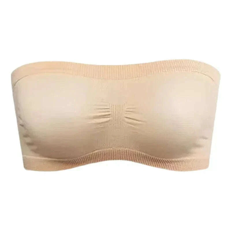Ladies' Sexy Strapless Crop Top Bra Bandeau Boob Tube Brassiere Summer Breathable Mesh Invisible Strapless Chest Wraps Tube Tops