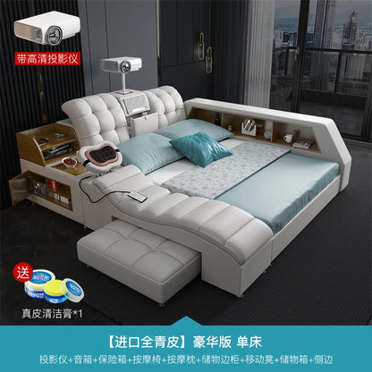 Massage Smart Bed Luxury Double Bedroom King Size Design Sleeping Massage Bed Wooden Simple Letto Matrimoniale Hotel Furniture