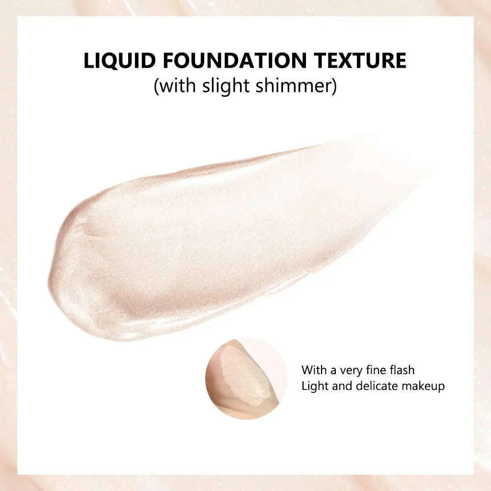 Glossy Liquid Foundation Long Lasting Oil-Control Face Foundation Full Coverage Concealer Waterproof Contour Makeup For Women