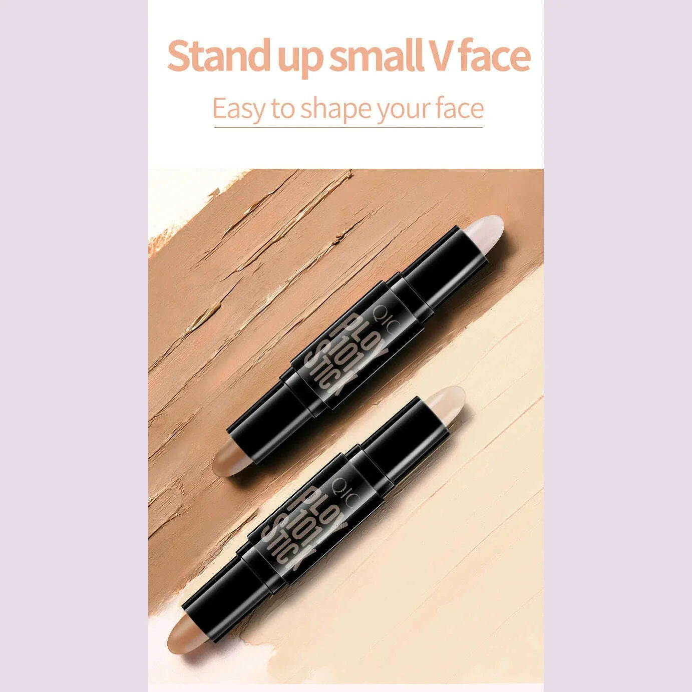 QIC Double-headed Concealer Stick Three-dimensional Repair Volume Brighten Face Highlight Concealer Pen Color Repair Makeup