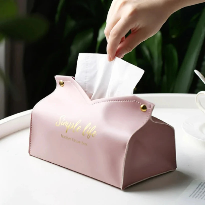 Leather Tissue Box Napkin Holder Car Tissue Box Home Living Room Holder Case Storage Hotel Carton Household Home Large Storage
