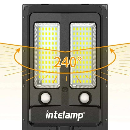 intelamp Solar Light Outdoor, Solar Motion Sensor Flood Security Lights with Remote Control Powered Outdoor Wall Light Solar Dus