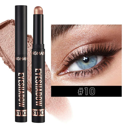 Smoky Dark Blue Eyeshadow Pencil Stick Waterproof Pearlescent 16 Colors Metallic Glitter Eye Shadow Highlighter Pen Makeup Tool