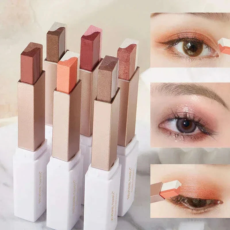2 in 1 Pearly Glitter Highlighter Eyeshadow Stick Waterproof Long Lasting Shimmer Eye Shadow Eyeliner Lazy Beauty Eyes Make Up