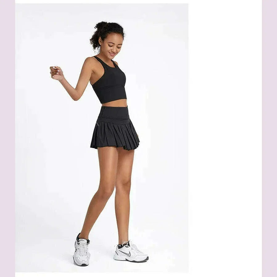 Cloud Hide Safe Tennis Skirts XS-XXL Gym Golf Running Pleated Pantskirt SEXY Women Sports Fitness Shorts Pocket High Waist Skort
