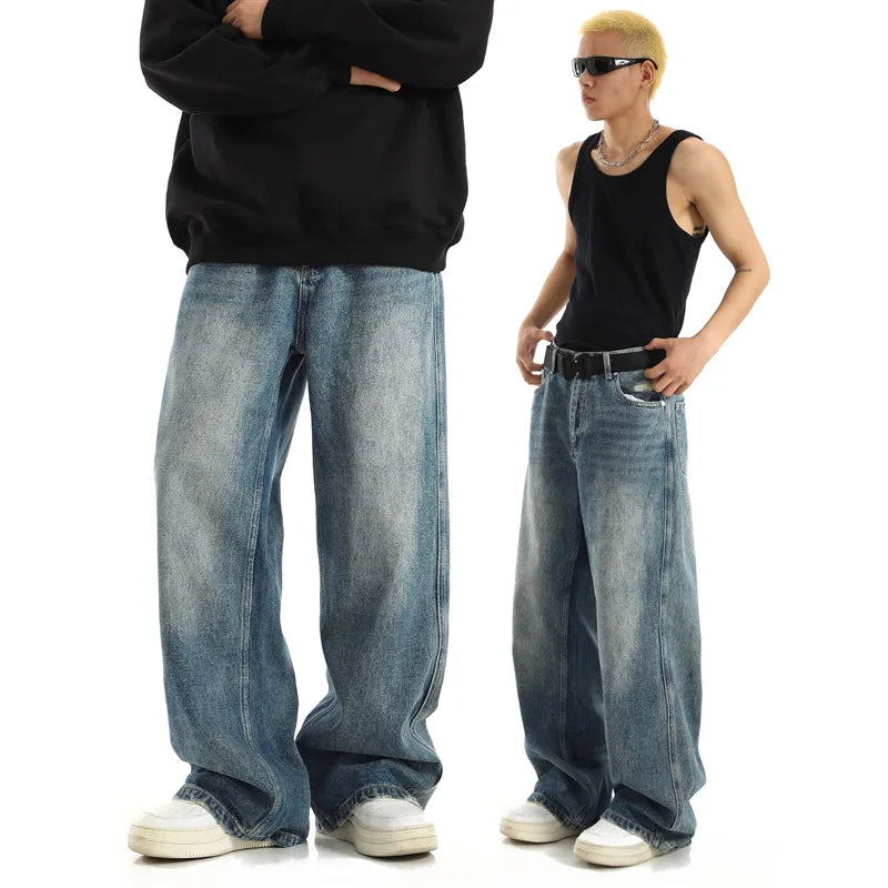 Y2K Men's Baggy Jeans Unisex Trendy Casual Wide-Leg Denim Pants High Street Quality American Style Streetwear Oversize Trousers