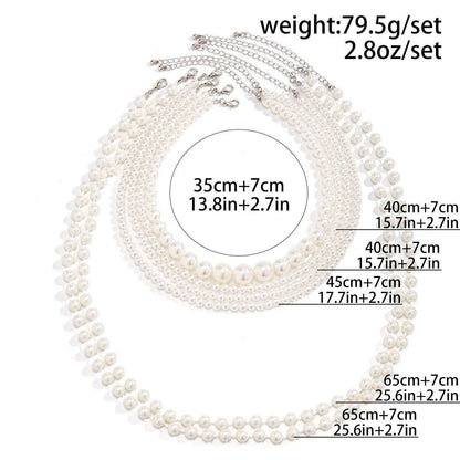 Elegant Multilayer Imitation Pearl Tassel Chain Necklace Women Wedding Bridal Creative Beads Choker Y2K Jewelry Wed Accessories