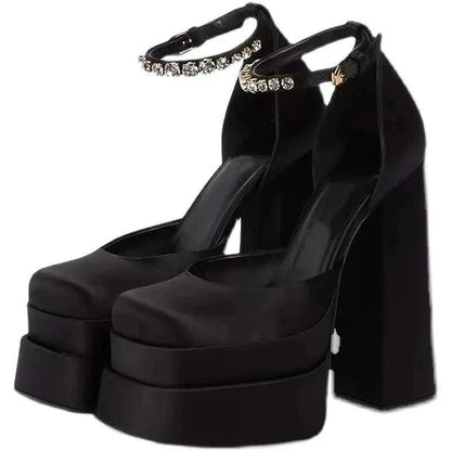 2025 Spring Platform Women Mary Jane Shoes Fashion Crystal Bukle Sexy High Heel Wedding Party Shoes