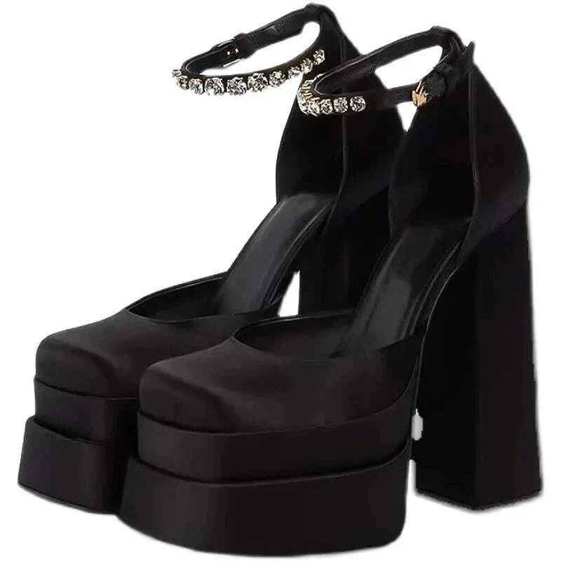 2025 Spring Platform Women Mary Jane Shoes Fashion Crystal Bukle Sexy High Heel Wedding Party Shoes