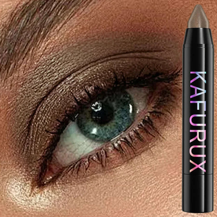 1pc Brown Pearl Eyeshadow Stick Pen Waterproof Long Lasting Eye Shadow Makeup Dark Smoky High Pigments Eye Cosmetic  Palette