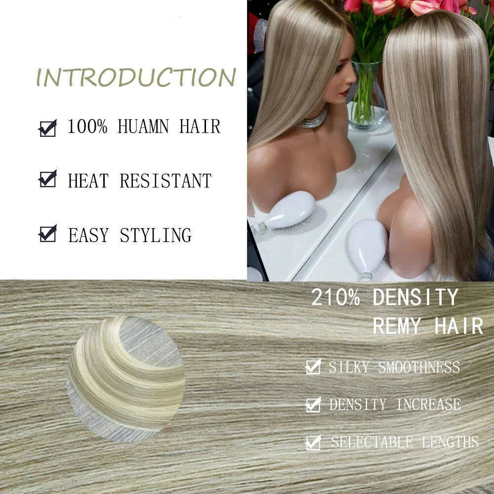 Byluxurious Highlights Gray Gold Blonde Smooth Straight 210% Densitys Brazilian Remy Hair 13x4 Lace Front Transparent Lace Wigs