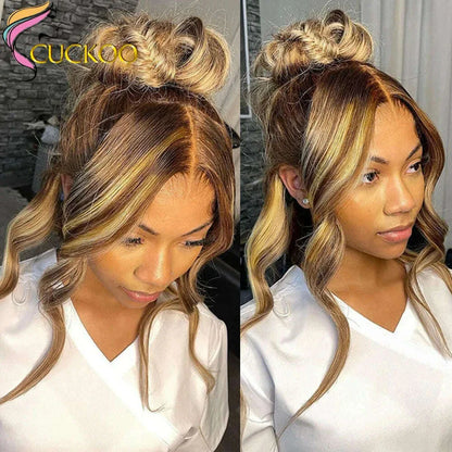 250 Density Highlight Straight 360 Full Hd Lace Front Wigs Honey Blonde Colored Lace Frontal Wig 30 Inch Glueless Wig Human Hair
