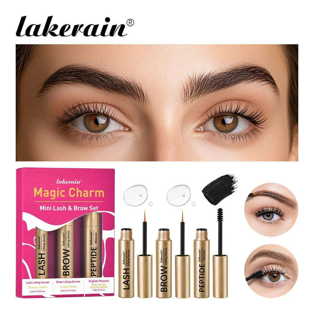 Lash&Brow Set Eyebrow Eyebrow Growth Serum Peptide Mascara Enhancer Eye Lash Fuller Thicker Nourish Lashes Longer Eye Makeup Kit