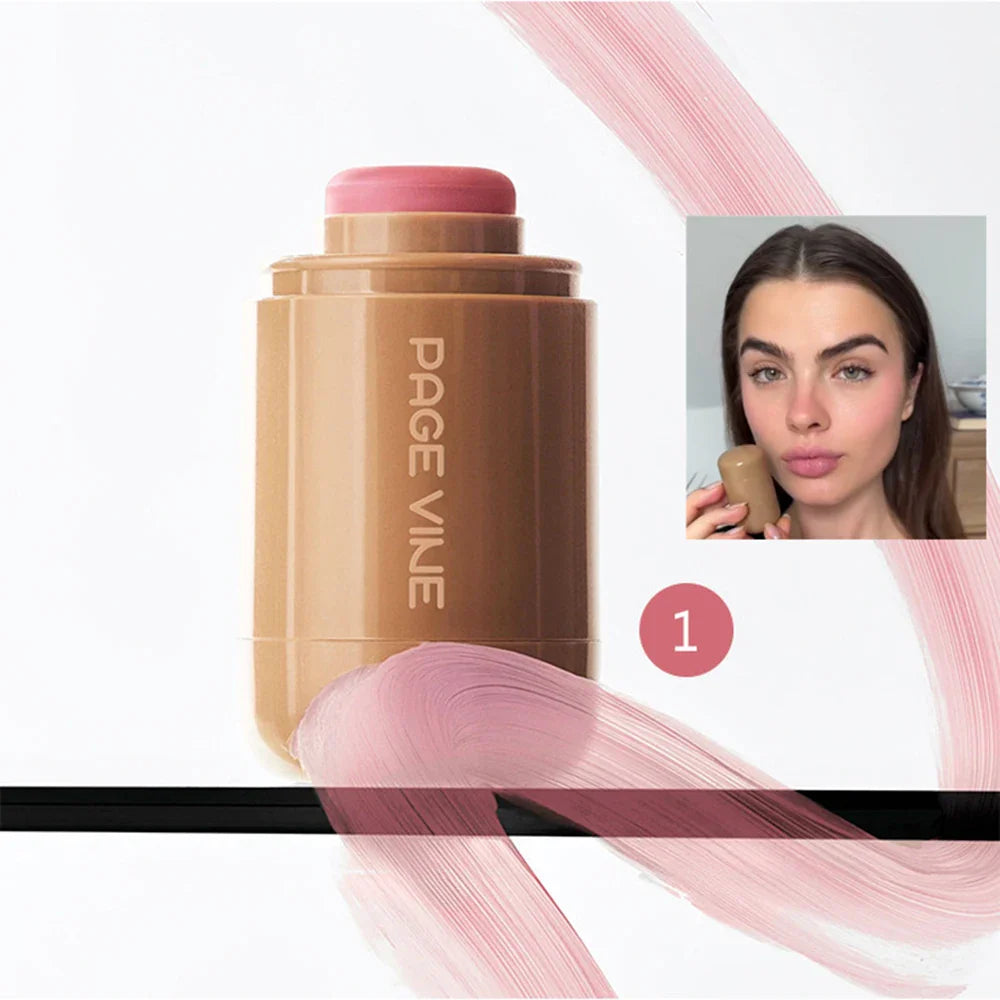 PAGE VINE Pocket Blush Stick Multi-Functional 6 Colors Lip & Cheek Highlighter Waterproof Natural Glow Balm