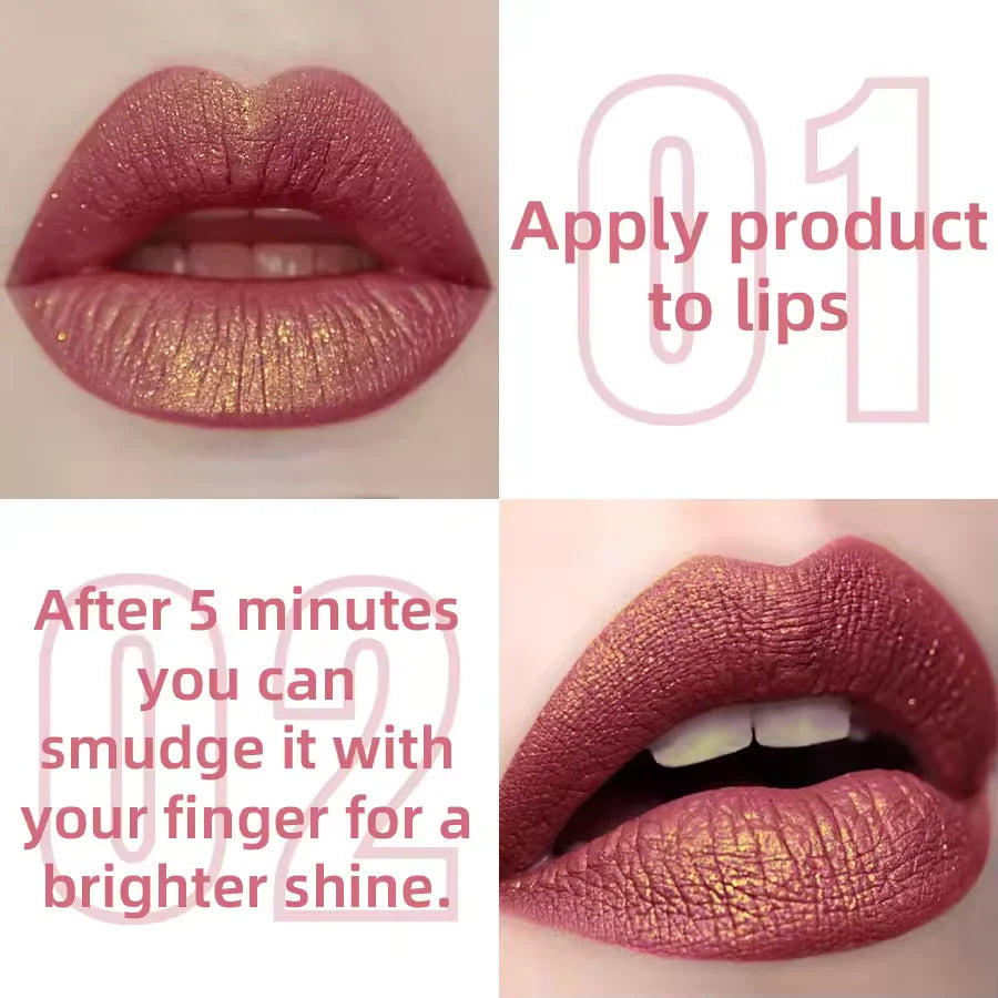Flowing Light Glitter Lip Glaze, Moisturizing Lip Gloss & Lip Oil Tint,Waterproof Long-Lasting Shine,Multi-Look Makeup,Certified