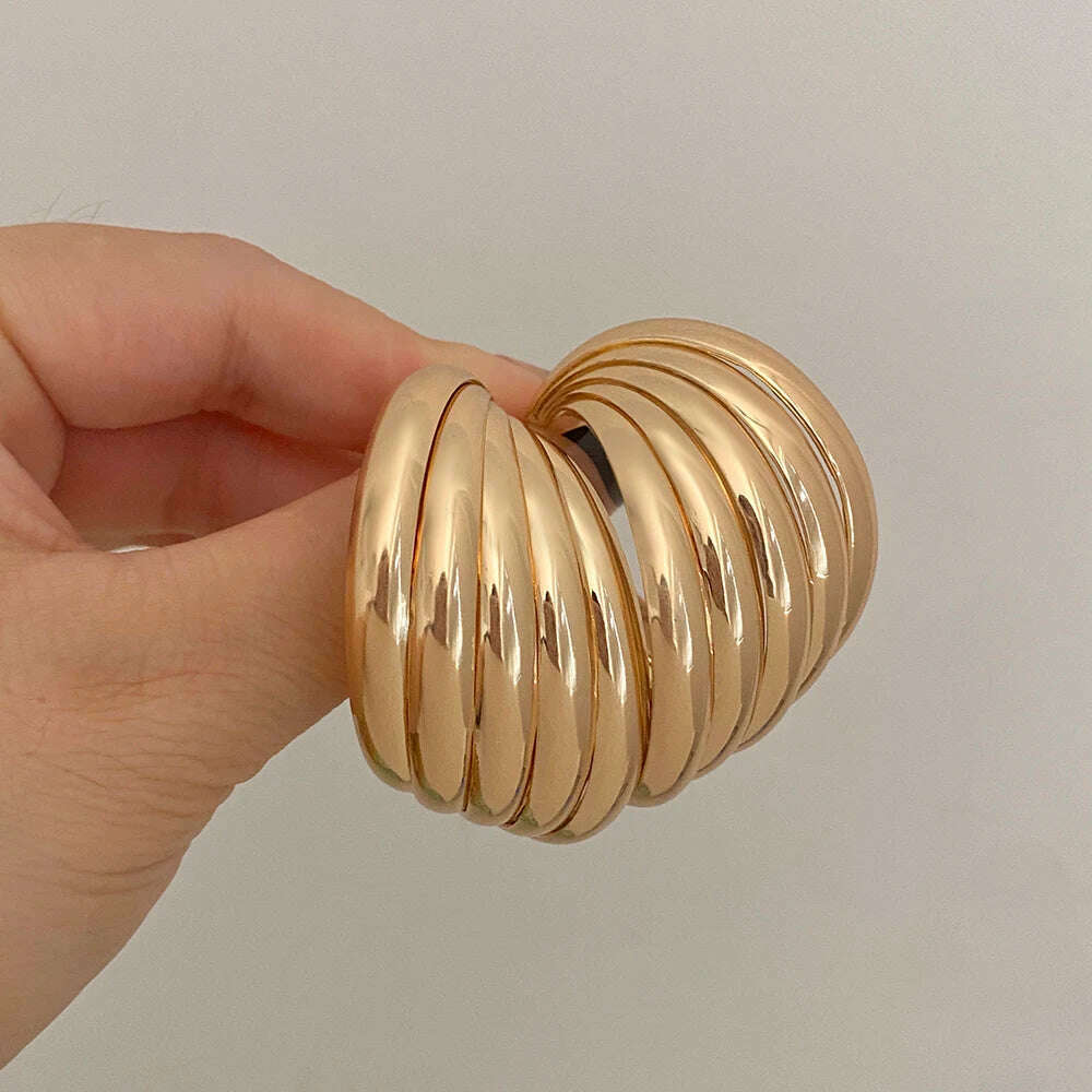 AENSOA European and American Fashion Round Circle Twist Hoop Metal Earrings for Women New Punk Style Gold Color Retro Earring