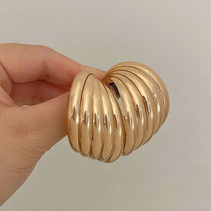 AENSOA European and American Fashion Round Circle Twist Hoop Metal Earrings for Women New Punk Style Gold Color Retro Earring