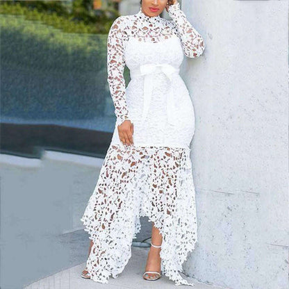 Affordable Brand New Dress Lace Women Dress Bodycon Evening Party Ladies Maxi Dresses Long Sleeve Plus Size Prom